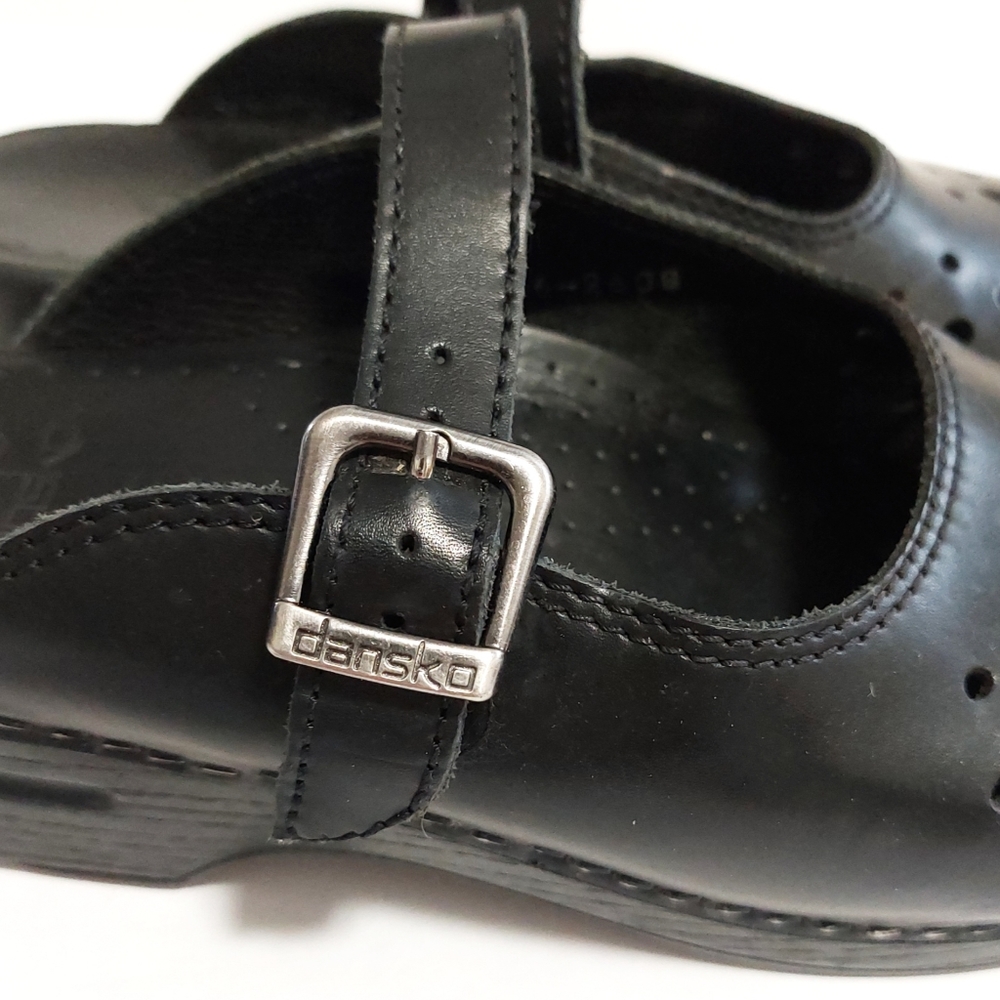 Dansk Martina Black Strap Round Toe Open Back Mule Platform Clog Sandals Size 39 - Picture 2 of 9